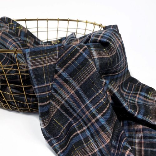 Viskose - Check Lurex - old rose/dusty blue